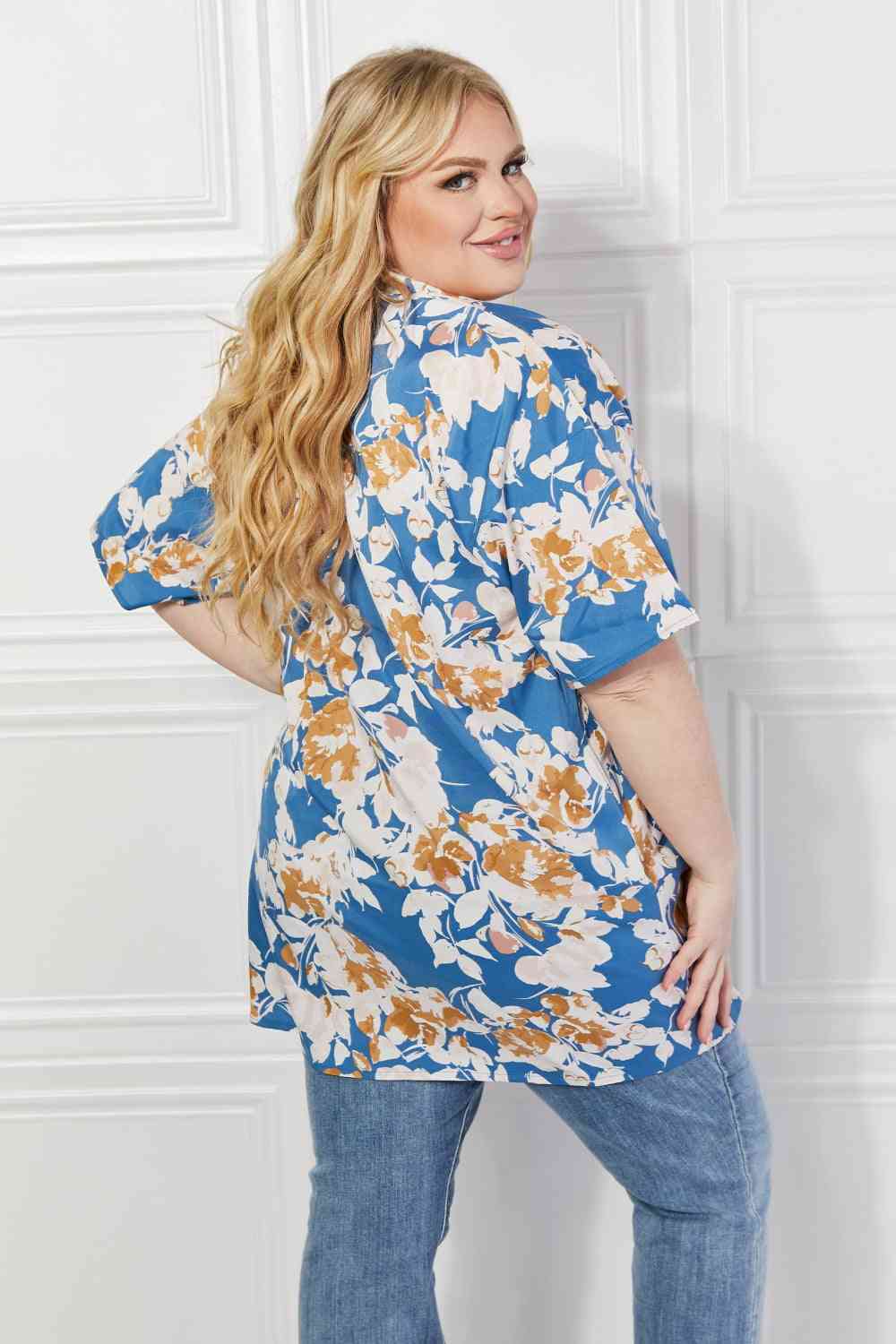Justin Taylor Time To Grow Floral Kimono in Chambray